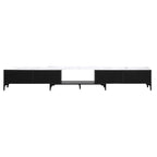 Modern Extendable TV Cabinet Entertainment Unit Stand Marble Effect Top- Black