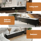 Modern Extendable TV Cabinet Entertainment Unit Stand Marble Effect Top- Black