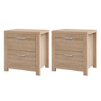 2x Bedside Table 2 Drawers - MAXI Pine