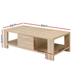 Coffee Table 1 Drawer Oak Maxi