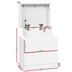 Modern Bedside Table 2 Drawers Lift-up Storage - White
