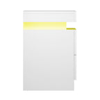 2X Bedside Table LED 2 Drawers Lift-up Storage - COLEY White
