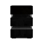 Bedside Table LED 3 Drawers - LUMI Black