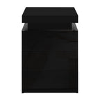 2X Bedside Table LED 3 Drawers - COLEY Black