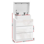 Bedside Table LED 3 Drawers - COLEY White