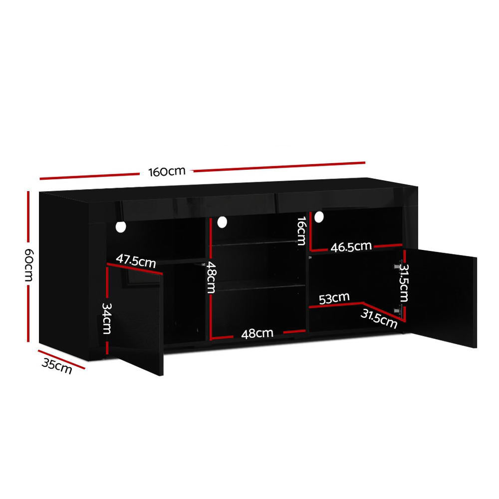 Entertainment Unit TV Cabinet LED 160cm Black