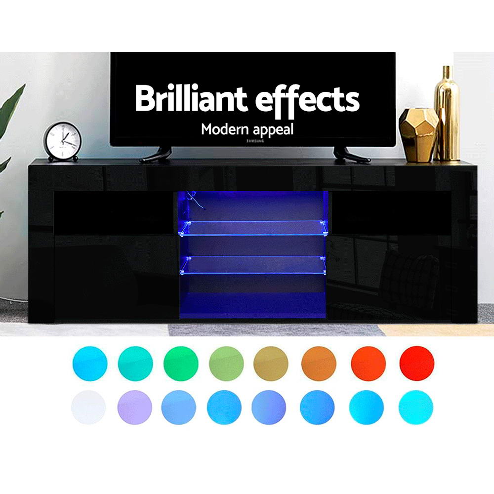 Entertainment Unit TV Cabinet LED 160cm Black