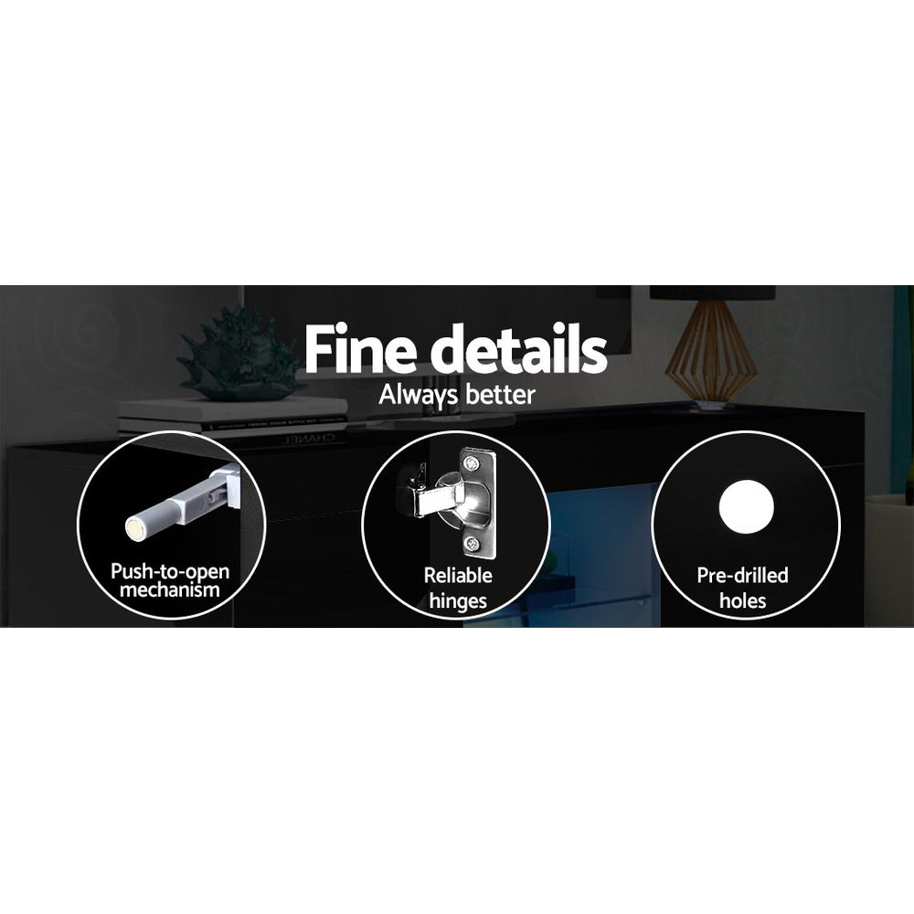 Entertainment Unit TV Cabinet LED 160cm Black