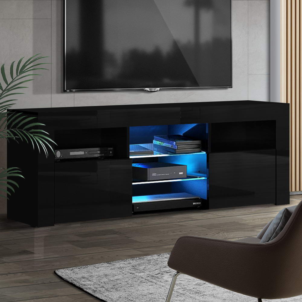 Entertainment Unit TV Cabinet LED 160cm Black