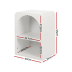 Bedside Table Shelves Side End Table Storage Nightstand White ARCHED