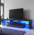 Entertainment Unit TV Cabinet Unit High Gloss Finish with Drawer High Gloss 190cm Black