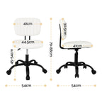 Armless Office Chair with Wheels, Ergonomic PU Leather Office Desk Chair, Height Adjustable 360° Swivel Computer Task Chair for Home Office, Study Room & Small Space, White