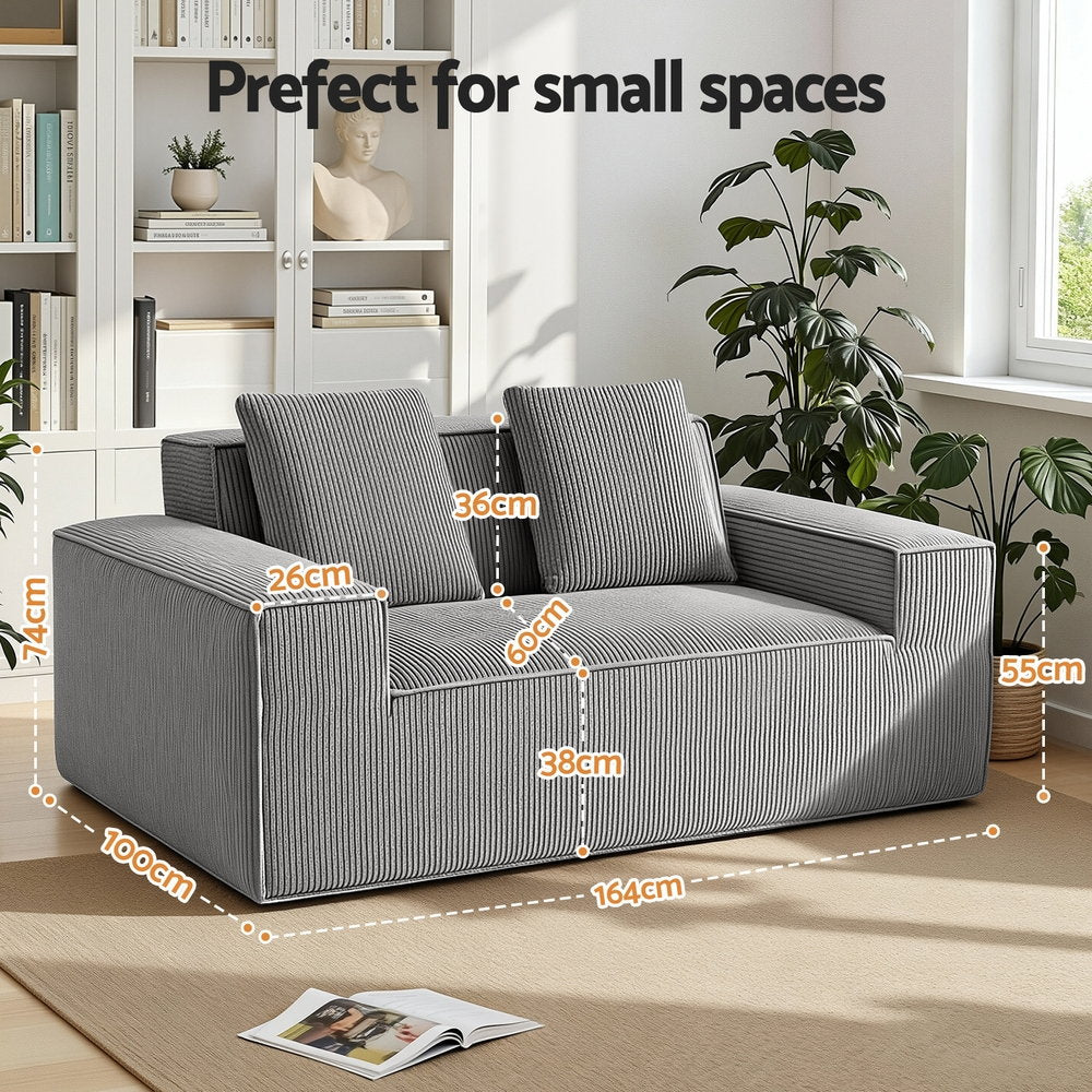 2 Seater Sofa Loveseat Sofas Bed Couch No Assembly Corduroy Small Couches Apartement
