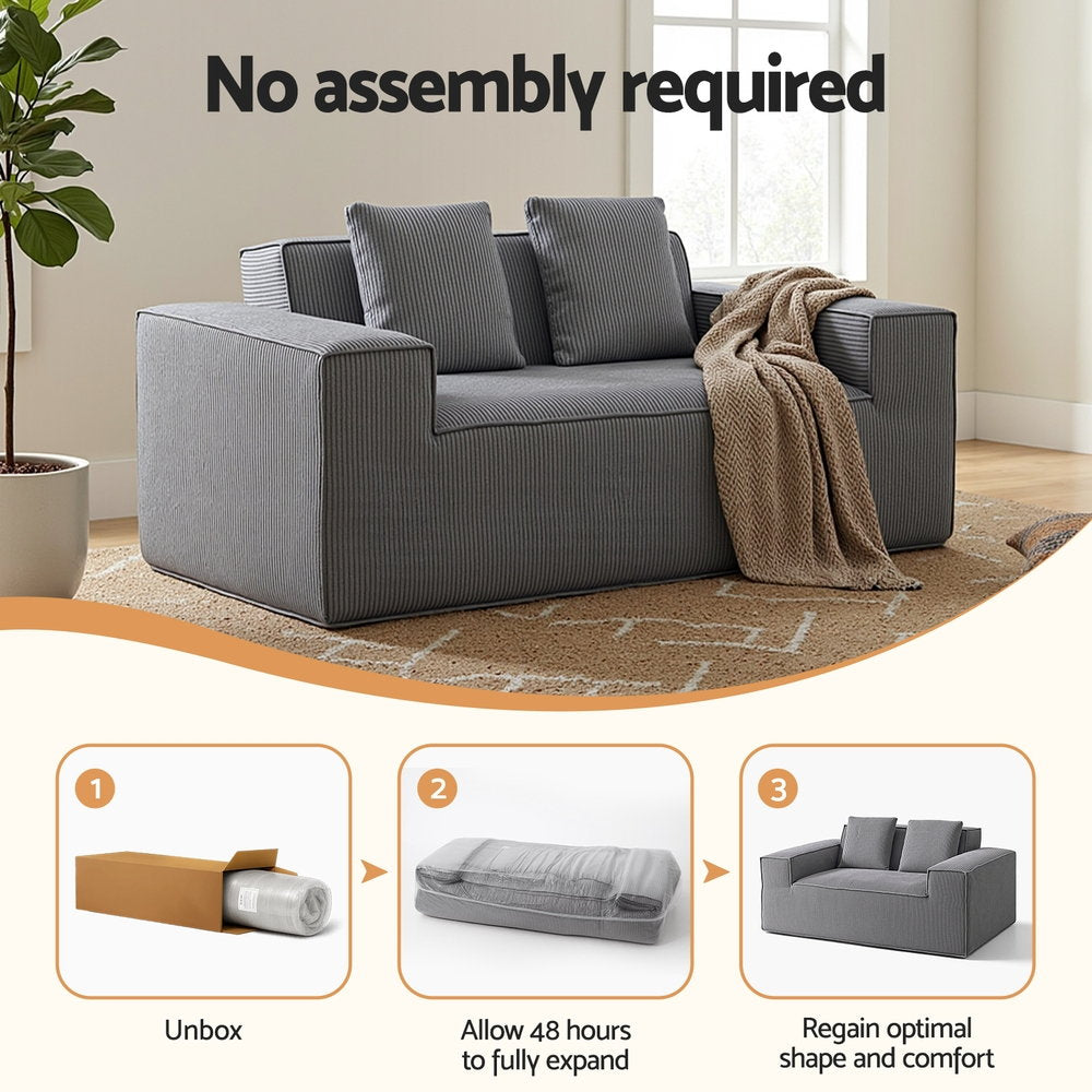 2 Seater Sofa Loveseat Sofas Bed Couch No Assembly Corduroy Small Couches Apartement