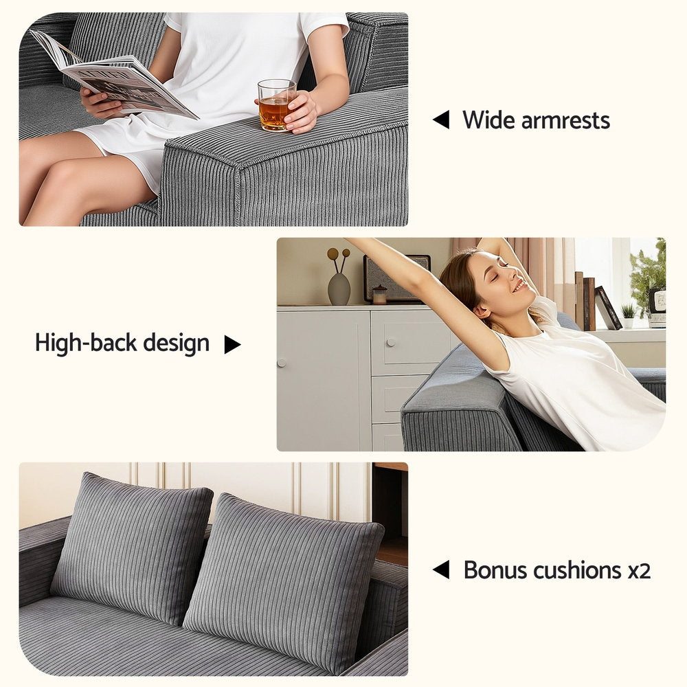 2 Seater Sofa Loveseat Sofas Bed Couch No Assembly Corduroy Small Couches Apartement