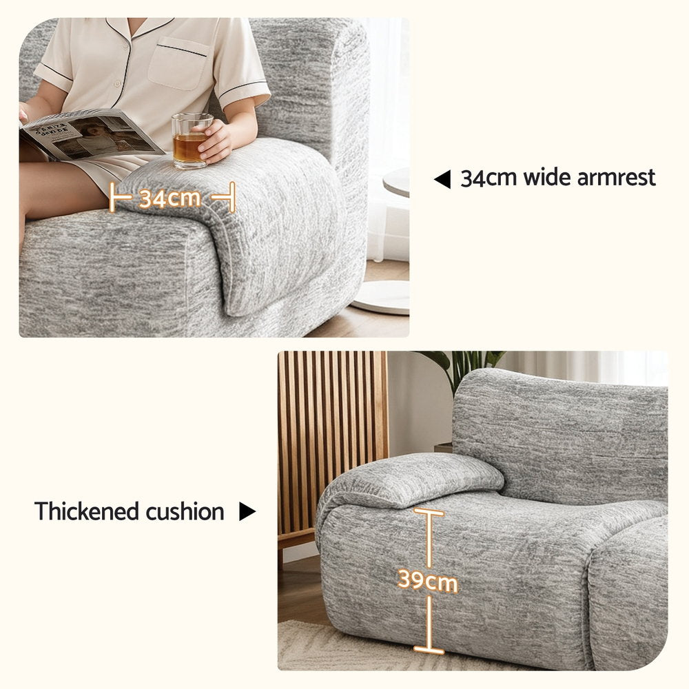 2 Seater Sofa Modular Sectional Sofas Couch Bed No Assembly Living Room Grey