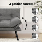 Sofa Bed Convertible 3 Seater Couch Recliner Lounge Chair Fabric Grey