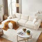 3 Seater Modular Sofa Bed Sectional Boneless Couches for Living Room Corduroy Compressed Sofa White