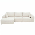 3 Seater Modular Sofa Bed Sectional Boneless Couches for Living Room Corduroy Compressed Sofa White