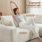 3 Seater Modular Sofa Bed Sectional Boneless Couches for Living Room Corduroy Compressed Sofa White