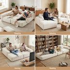 3 Seater Modular Sofa Bed Sectional Boneless Couches for Living Room Corduroy Compressed Sofa White
