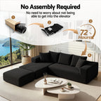 Modular Sofa Bed with Ottoman Sectional Boneless Couches for Living Room Corduroy Compressed Sofa Black