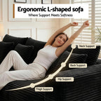 Modular Sofa Bed with Ottoman Sectional Boneless Couches for Living Room Corduroy Compressed Sofa Black