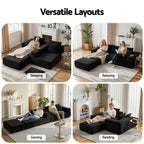 Modular Sofa Bed with Ottoman Sectional Boneless Couches for Living Room Corduroy Compressed Sofa Black