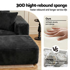 Modular Sofa Bed with Ottoman Sectional Boneless Couches for Living Room Corduroy Compressed Sofa Black