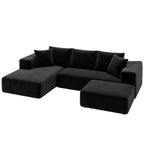 Modular Sofa Bed with Ottoman Sectional Boneless Couches for Living Room Corduroy Compressed Sofa Black