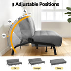 Sofa Bed, 1.9m 3-Seater Soft Innerspring Adjustable Couch Futon Chair for Apartment Dorm Living Room Office Study Bedroom, Grey