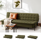 Sofa Bed, 1.9m 3-Seater Soft Innerspring Adjustable Couch Futon Chair for Apartment Dorm Living Room Office Study Bedroom, Green