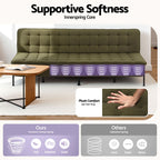 Sofa Bed, 1.9m 3-Seater Soft Innerspring Adjustable Couch Futon Chair for Apartment Dorm Living Room Office Study Bedroom, Green