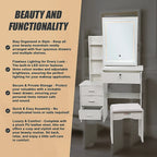 Dressing Table LED Makeup Mirror Stool Set Vanity Desk With Drawer Lighted