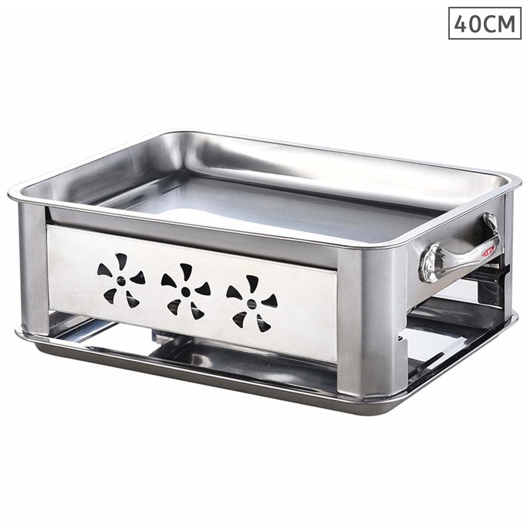 40cm Portable Stainless Steel Outdoor Chafing Dish BBQ Fish Stove Grill Plate