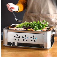 Load image into Gallery viewer, 36CM Portable Stainless Steel Outdoor Chafing Dish BBQ Fish Stove Grill Plate
