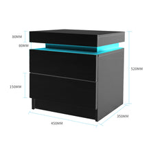 Load image into Gallery viewer, Levede Bedside Tables Drawers RGB LED Side Table High Gloss Nightstand Cabinet - Oceania Mart
