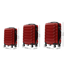 Load image into Gallery viewer, Suitcase Luggage Set 3 Piece Sets Travel Organizer Hard Cover Packing Lock Red - Oceania Mart
