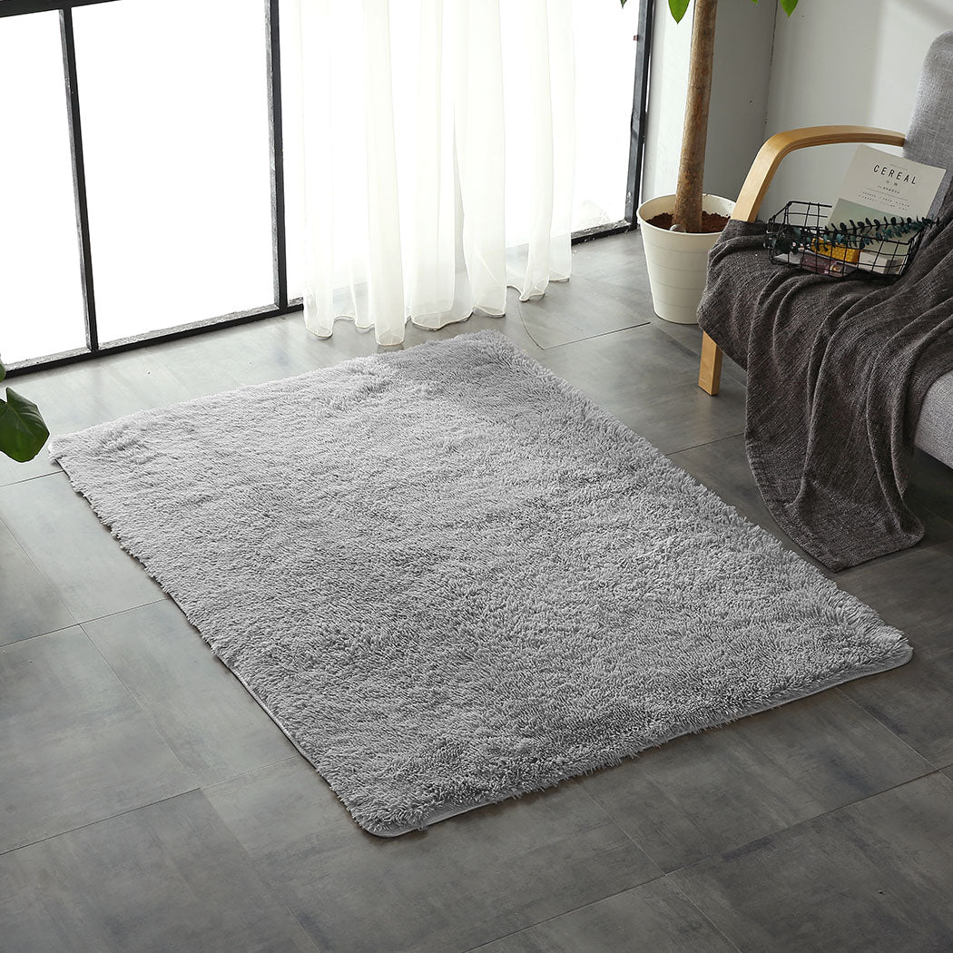 Designer Soft Shag Shaggy Floor Confetti Rug Carpet Home Decor 80x120cm Grey - Oceania Mart