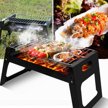 Load image into Gallery viewer, Folding Outdoor Barbecue Grill Iron Rotisserie Chicken Meat Kebab Roasting Rack Portable Camping Picnic BBQ Charcoal Stove Stand
