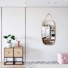 Load image into Gallery viewer, CARLA HOME Hanging Full LengthWall Mirror - Solid Bamboo Frame and Adjustable Leather Strap for Bathroom and Bedroom
