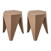 Load image into Gallery viewer, ArtissIn Set of 2 Puzzle Stool Plastic Stacking Stools Chair Outdoor Indoor Brown
