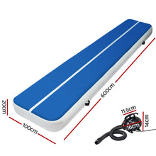 Load image into Gallery viewer, Everfit 6X1M Inflatable Air Track Mat 20CM Thick with Pump Tumbling Gymnastics Blue - Oceania Mart

