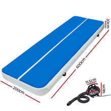 Load image into Gallery viewer, Everfit 6X2M Inflatable Air Track Mat 20CM Thick with Pump Tumbling Gymnastics Blue - Oceania Mart
