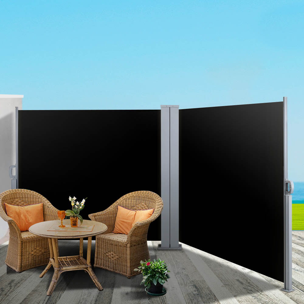Instahut 1.8X6M Retractable Side Awning Garden Patio Shade Screen Panel Black - Oceania Mart