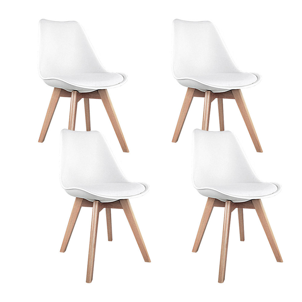 Artiss Set of 4 Padded Dining Chair - White - Oceania Mart