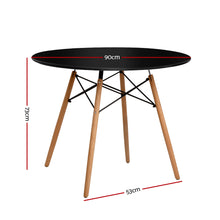 Load image into Gallery viewer, Artiss Dining Table 4 Seater Round Replica DSW cafe Kitchen Timber Black 90cm
