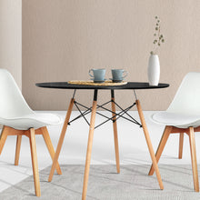 Load image into Gallery viewer, Artiss Dining Table 4 Seater Round Replica DSW cafe Kitchen Timber Black 90cm
