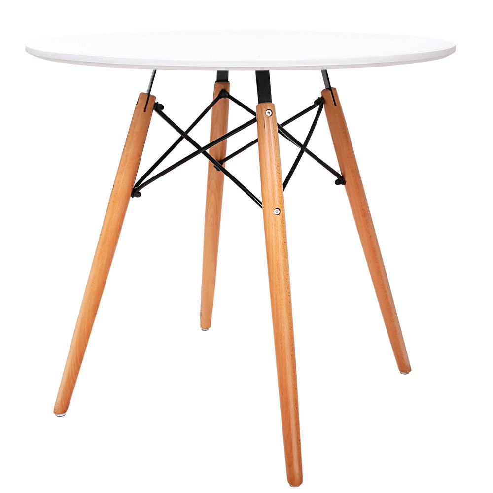 Artiss Dining Table Round Replica DSW Eiffel Cafe Kitchen Wood White 80cm - Oceania Mart