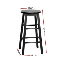 Load image into Gallery viewer, Artiss Set of 2 Beech Wood Backless Bar Stools - Black
